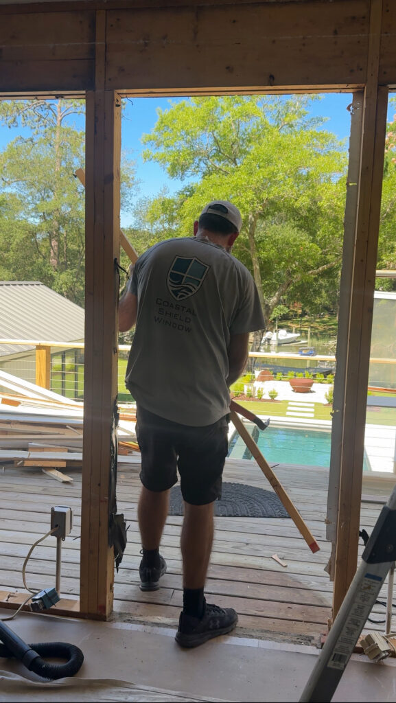Exterior door installation detail with PVC jamb in Mount Pleasant SC