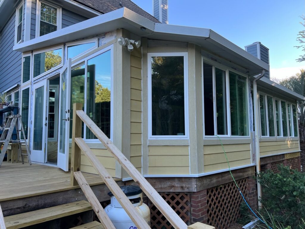 Existing covered porch before patio enclosure conversion in Mount Pleasant SC